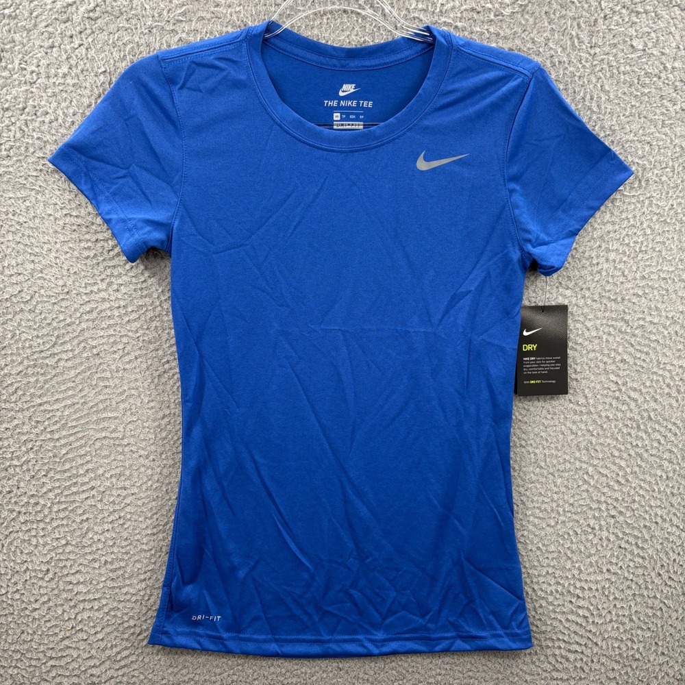 Nike Training T-Shirt Womens XS Blue Dri-Fit Short Sleeve CU7599-480